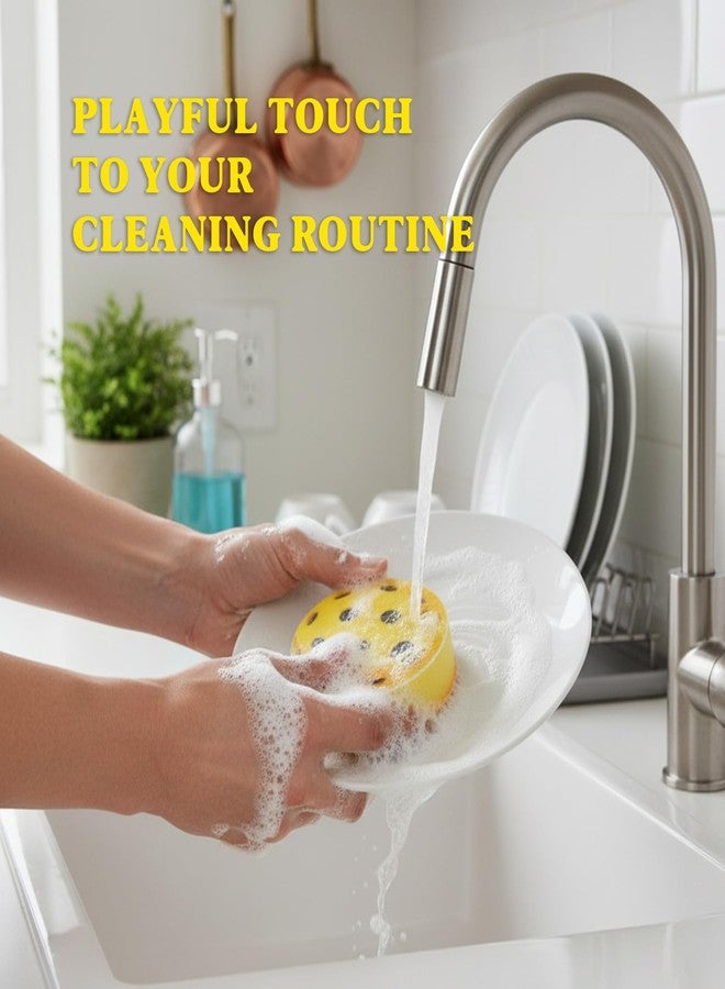 DWATAN Pickleball Gifts 3pcs Cleaning Sponge, Colorful Triple-Layer Kitchen Sponges with Scrubby Base, Fun Pickleball Gifts for Women & Men, Gift-Ready Packaging, Yellow - Image 3
